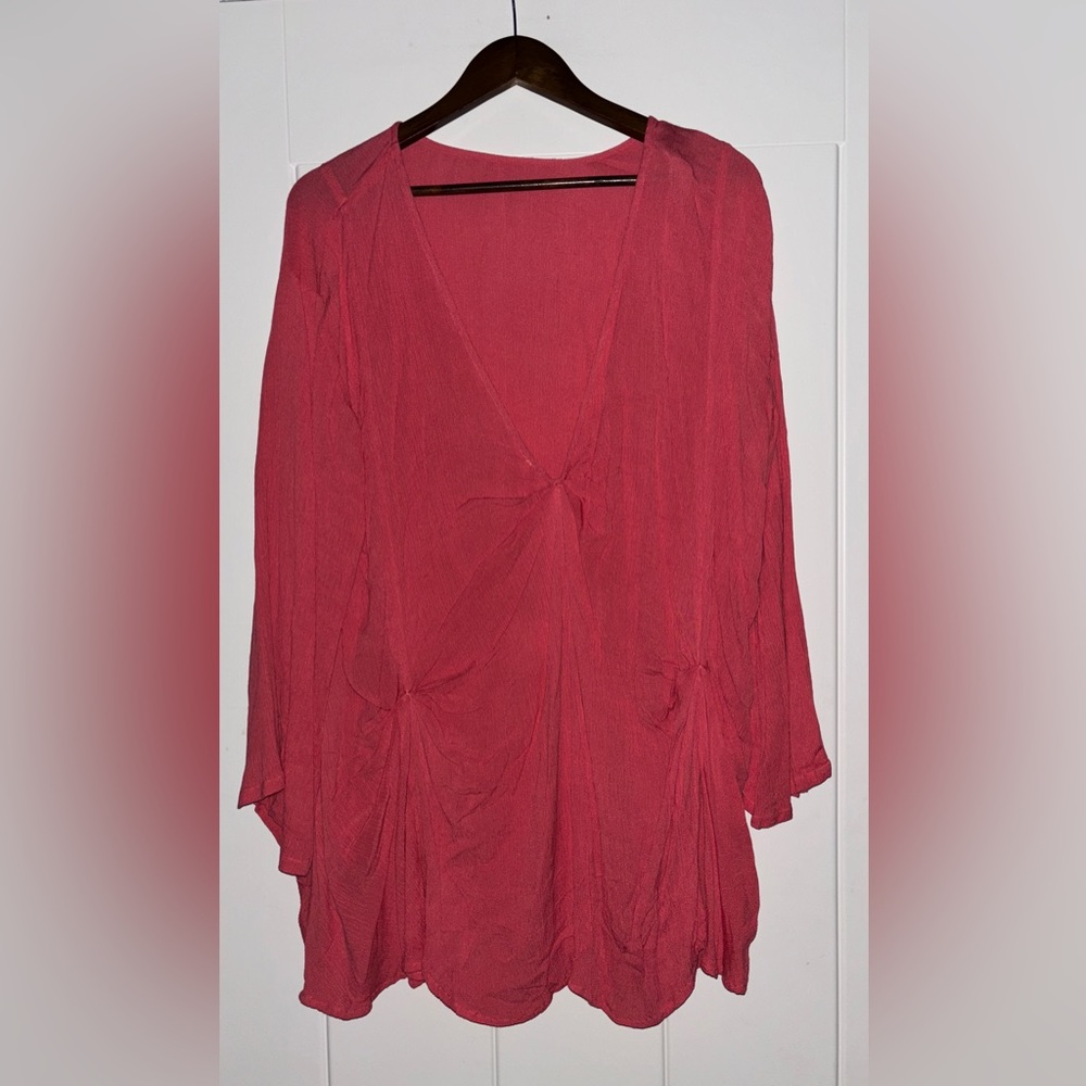 Free People Sea Salt High Neck Longline Tunic Relaxed Boho Beach Women L NEW
